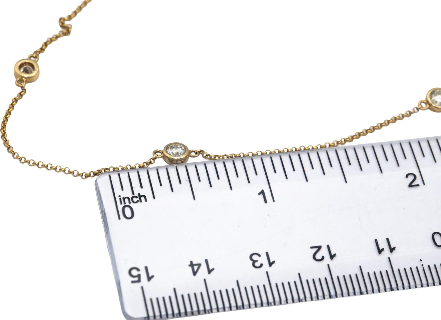 14k Yellow Gold 1.30CT Round Cut Bezel Set Diamond By The Yard Necklace Chain