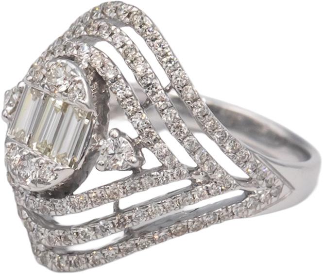 18k White Gold Jewelry 1.37CT VS Diamond Cluster Cocktail Ring Size 7