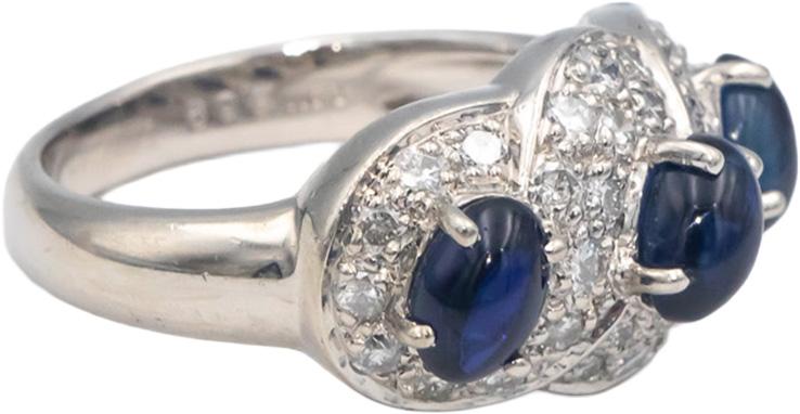 Platinum Diamond & Blue Sapphire Pave Cluster Cocktail Ring 3.14CT Size 7