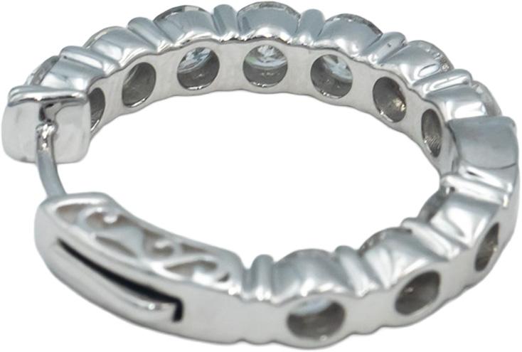 14k White Gold Round Diamond Inside Out Circle Hoop Earrings 5.0CT