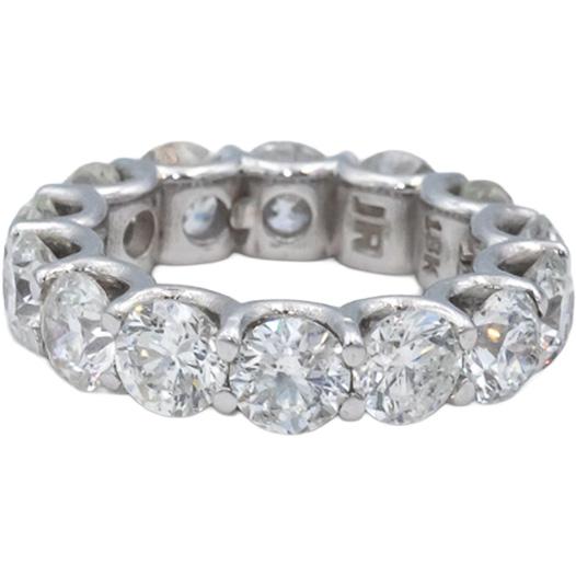 18k Gold Round Diamond U-Shape Open Gallery Eternity Band Ring 7.08CT Size 4.75