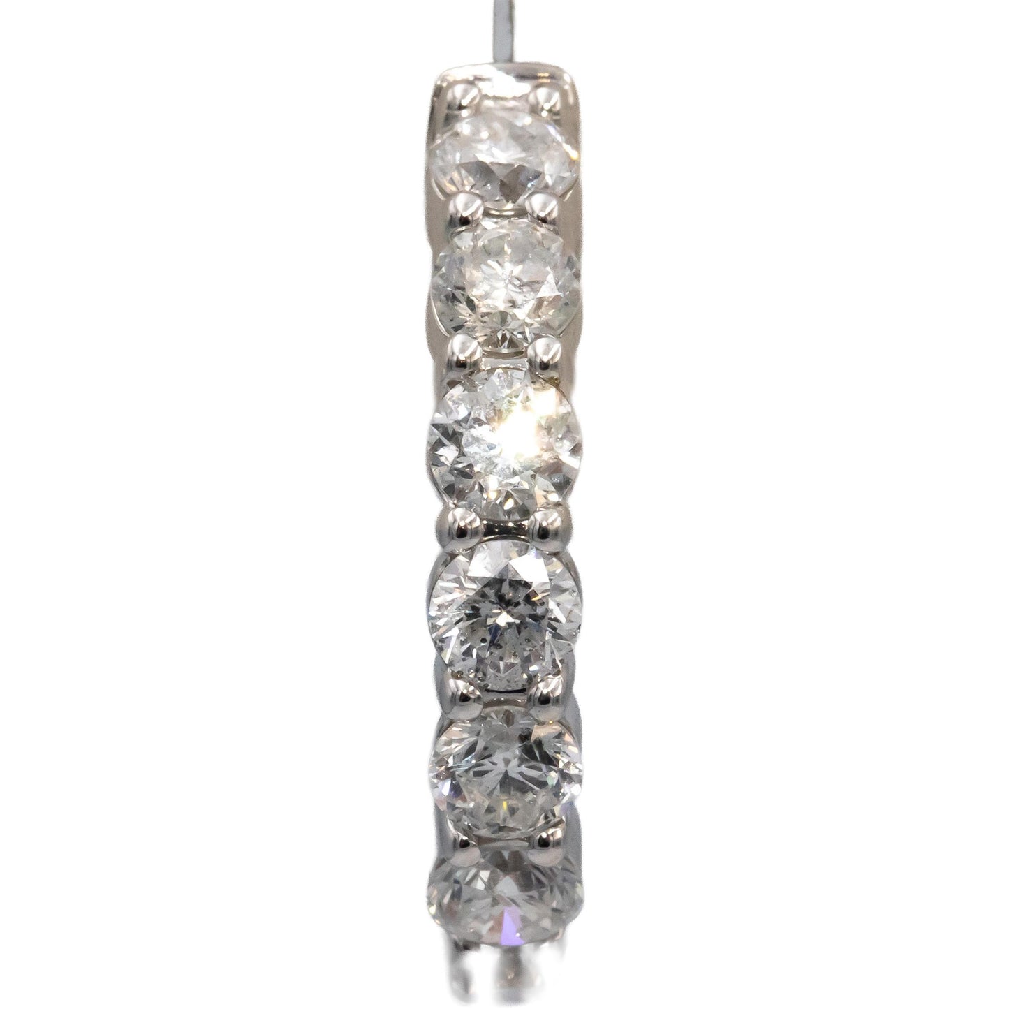 Round Diamond 14k White Gold Inside Out Circle Hoop Earrings 5.0CT
