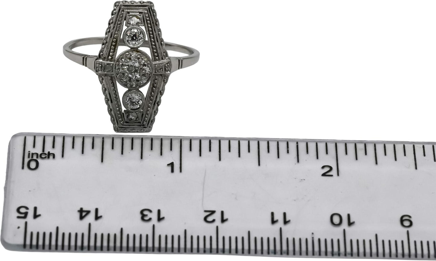 Vintage Antique 10k White Gold Diamond Dinner Ring 0.50CT Size 10.75