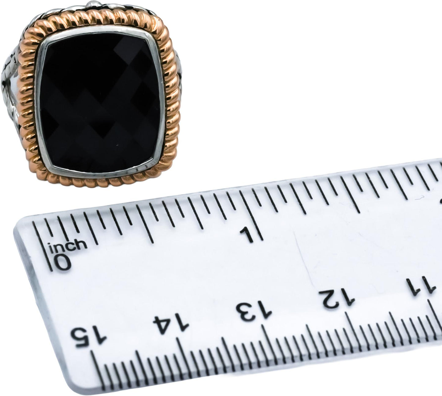 HERA 18k Yellow Gold Sterling Silver Onyx Solitaire Ring Size 7