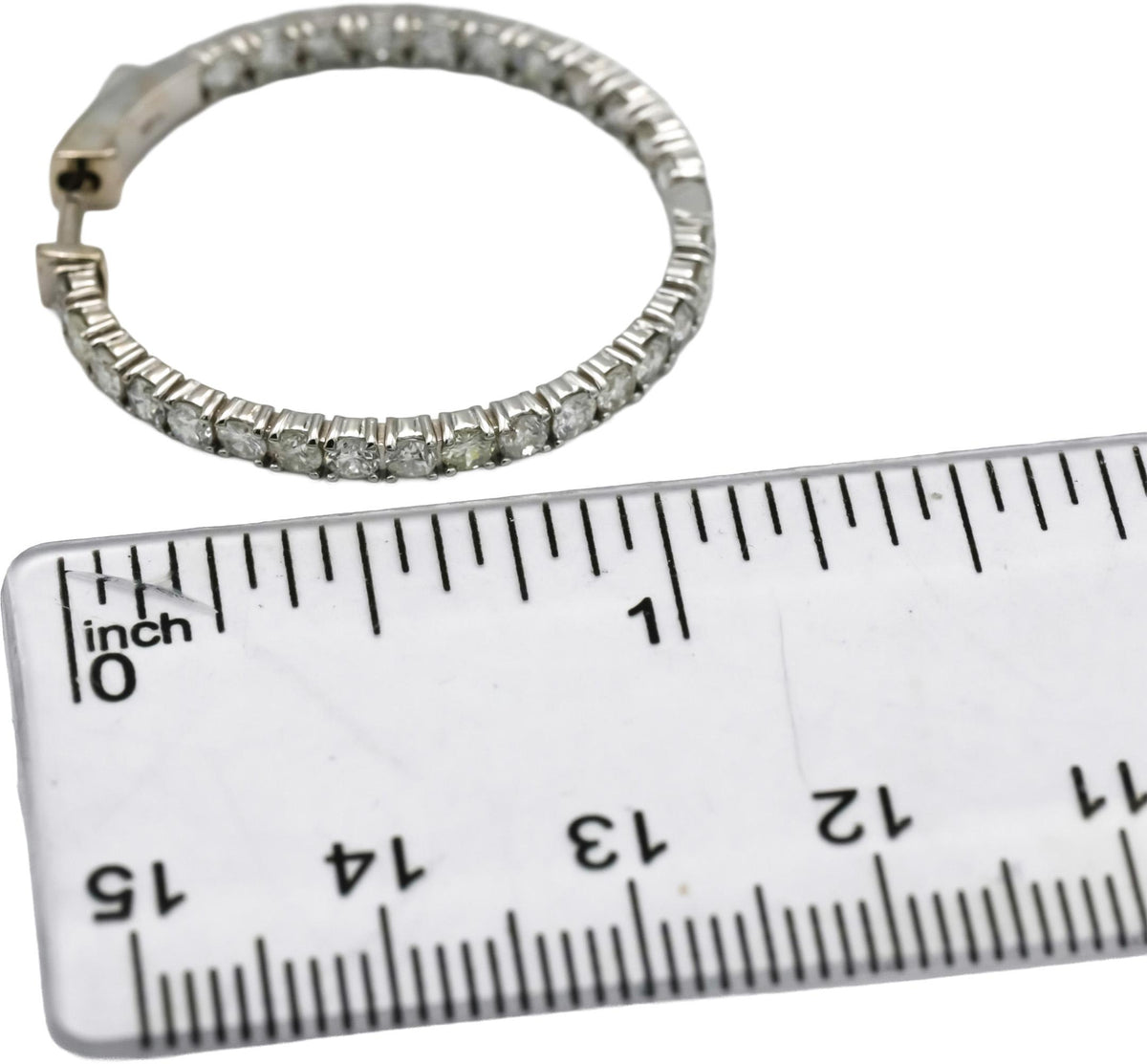 14k White Gold Round Natural Diamond Inside Out Hoop Earrings 2.93CT