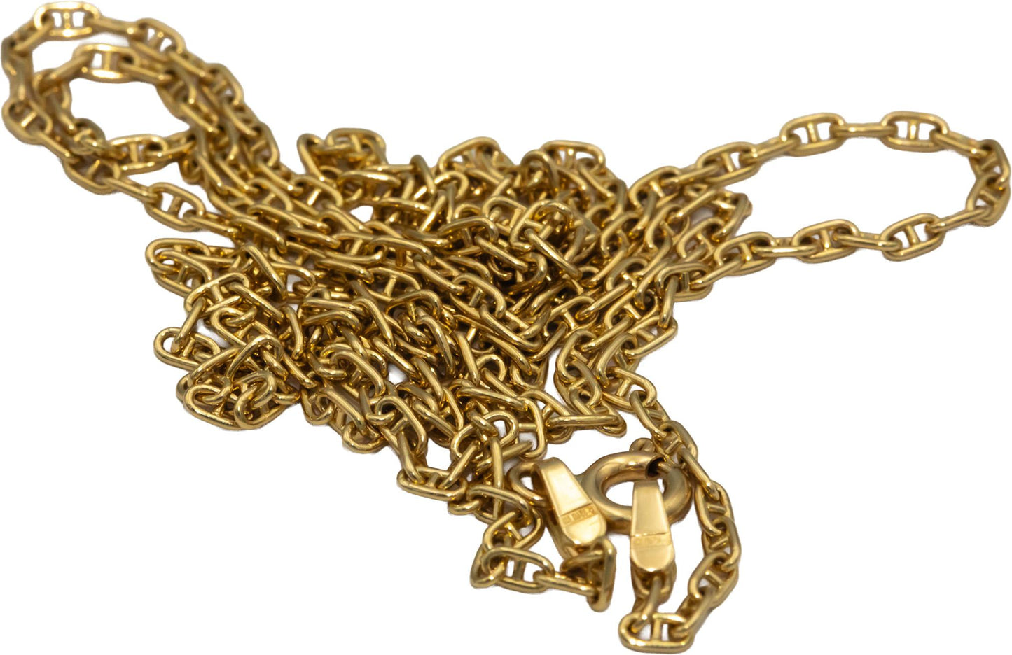 18k Yellow Gold 24" Long Anchor Link Chain Necklace