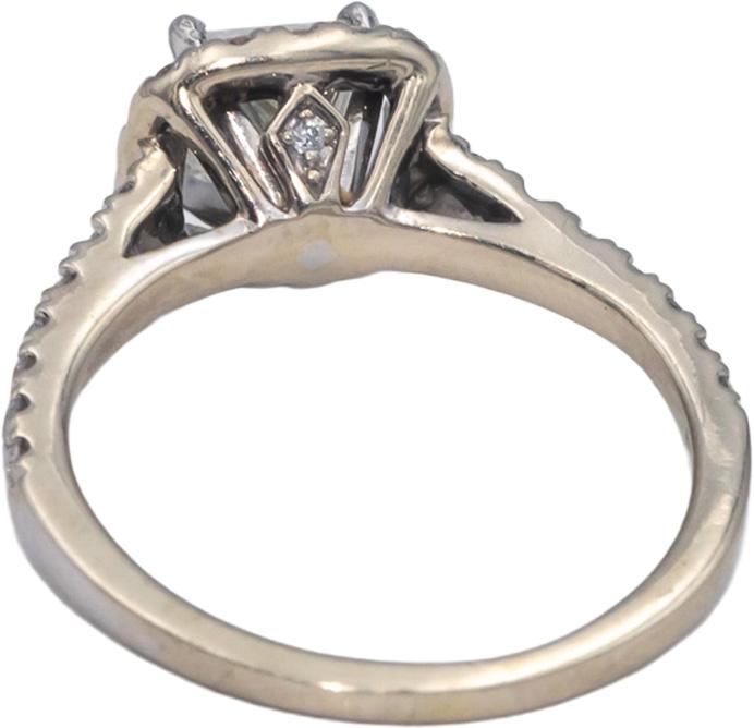 14k White Gold 1.33CT Diamond Engagement Ring w/ 1.08CT Princess Center Sz 5.25