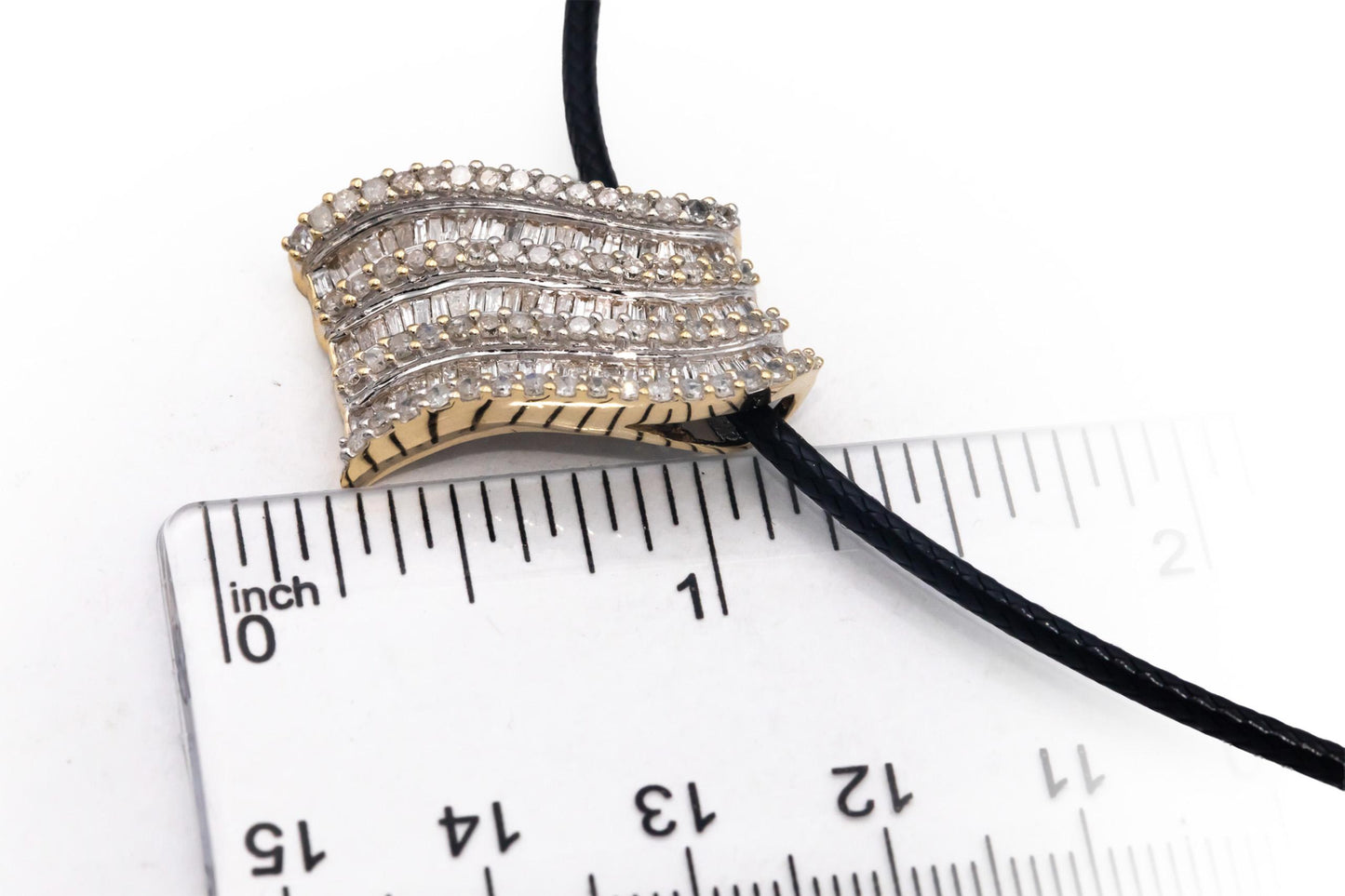 14k Yellow Gold Jewelry 2.0CT Diamond Ribbon Slide Pendant
