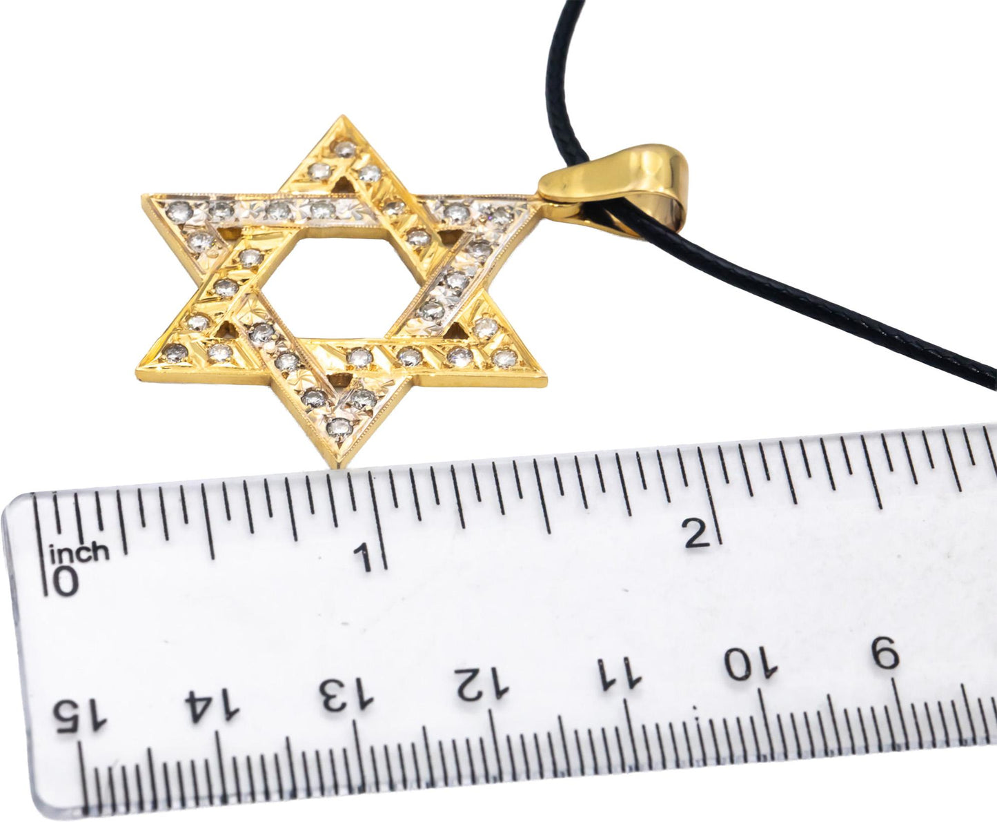 18k Yellow and White Gold 0.80CT VS Diamond Star of David Pendant Necklace