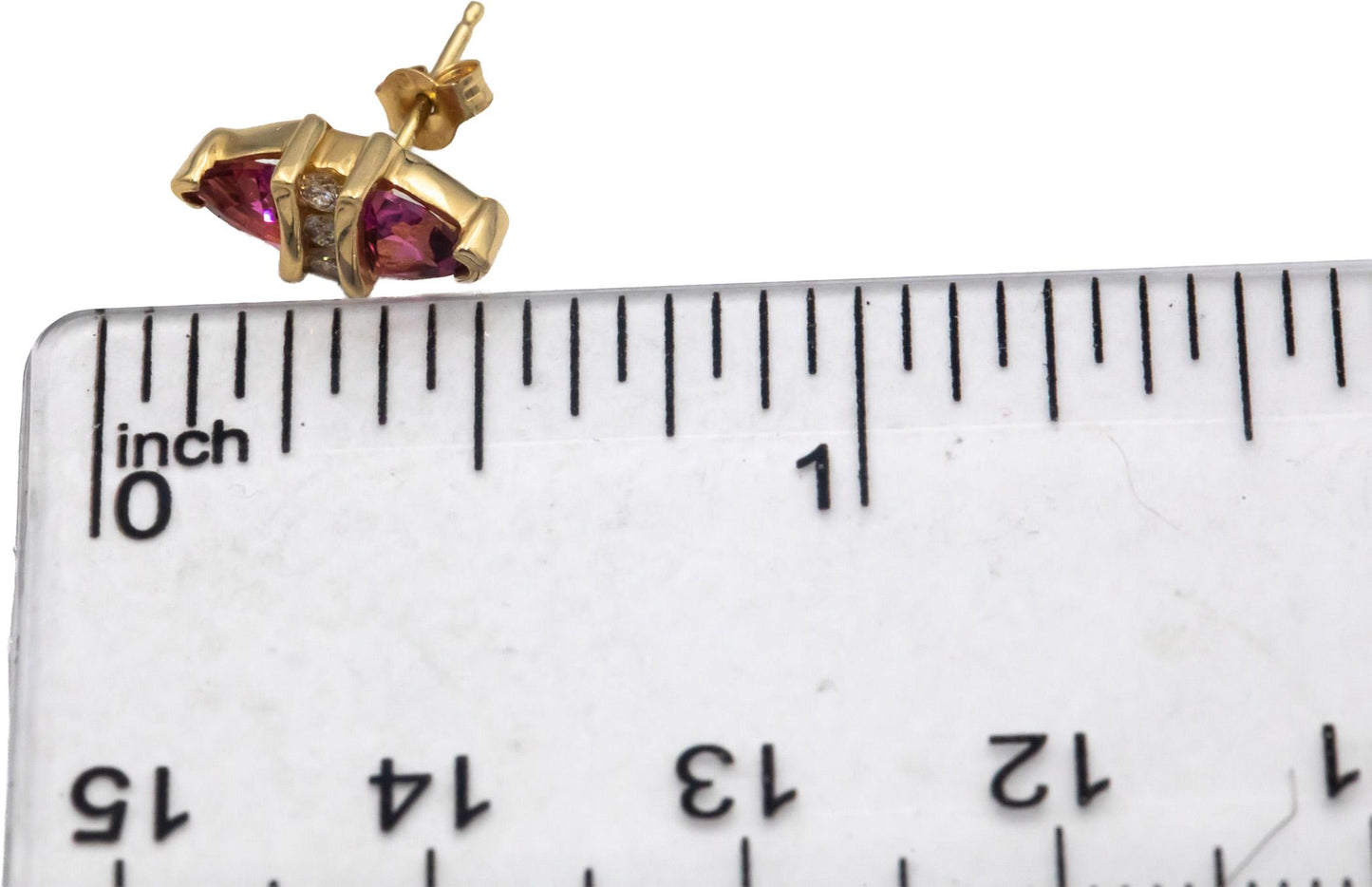 14k Yellow Gold Jewelry 0.70CT Diamond and Tourmaline Stud Earrings