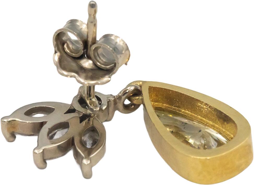 14k Yellow & White Gold 3.06CT Pear Marquise Round Cut Diamond Dangle Earrings