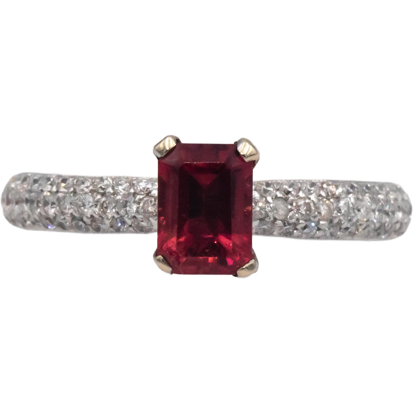 18k White Gold 1.63CT Diamond and Pink Tourmaline Ring Size 7.5