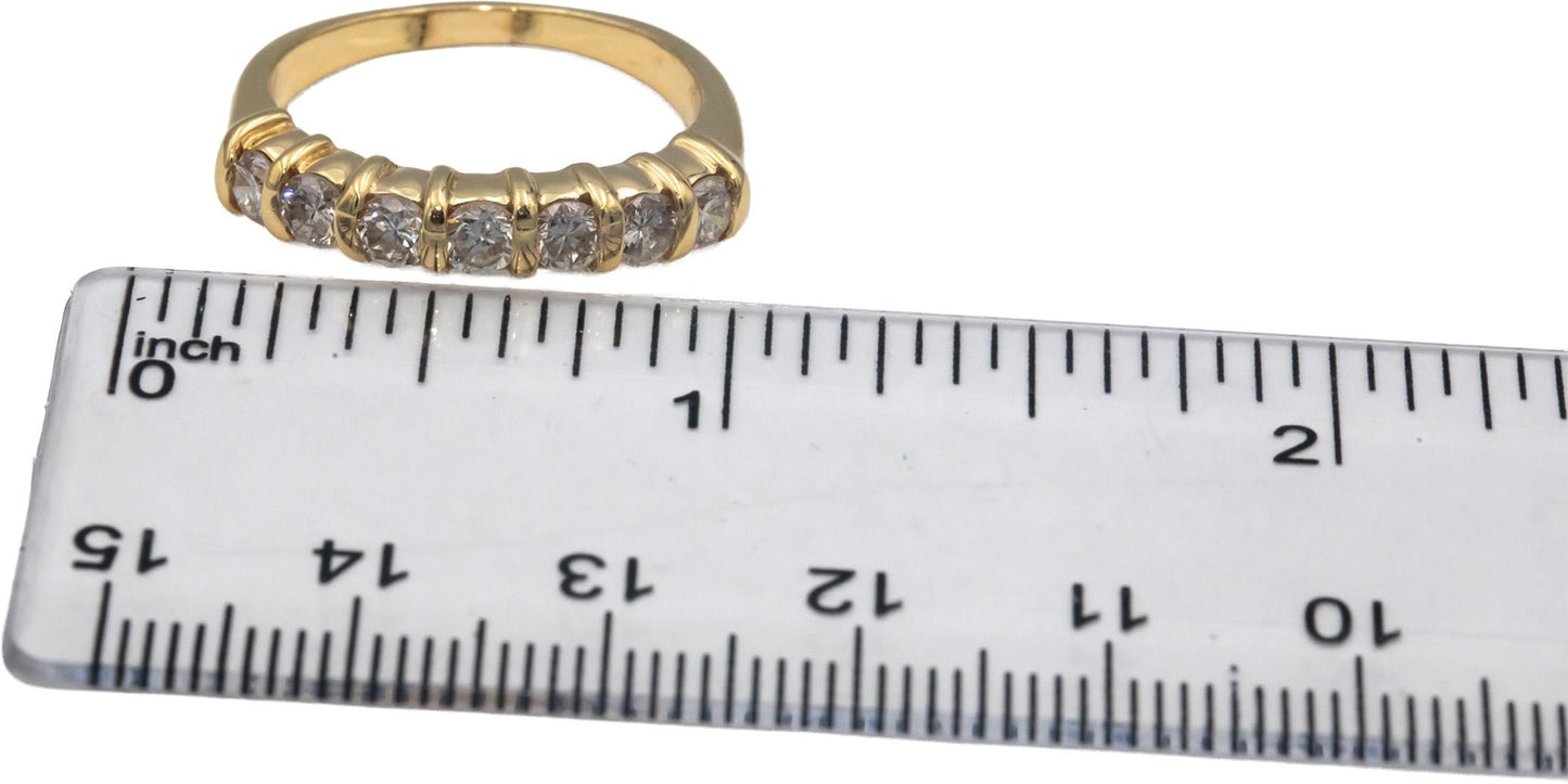 14k Yellow Gold Round Bar Set Diamond Band Ring 1.0CT Size 8.25