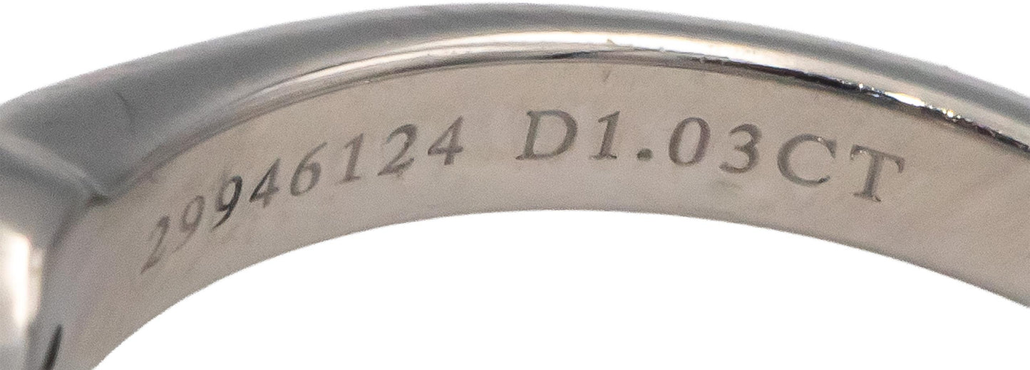 GIA Certified TIFFANY & CO. Platinum H/VS1 Round Diamond Engagement Ring 1.03CT