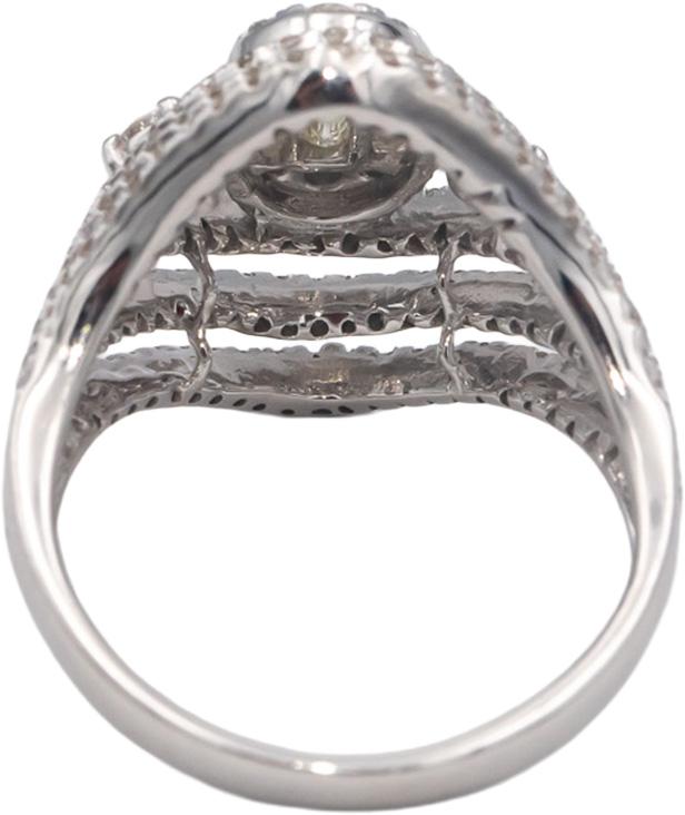 18k White Gold Jewelry 1.37CT VS Diamond Cluster Cocktail Ring Size 7