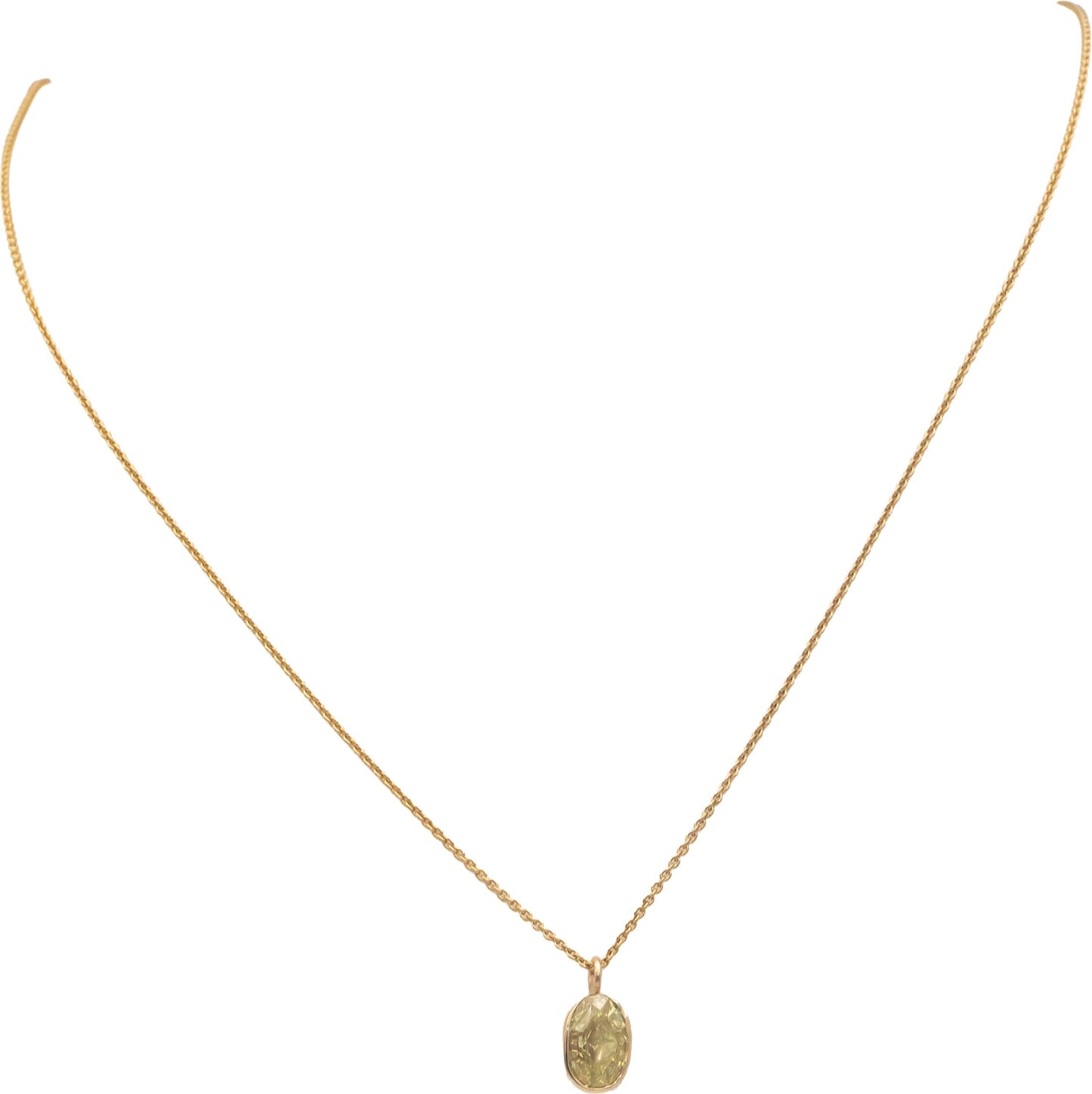 GIA 14k Gold VVS1/Fancy Yellow Bezel Set Oval Diamond Pendant Necklace 2.0CT