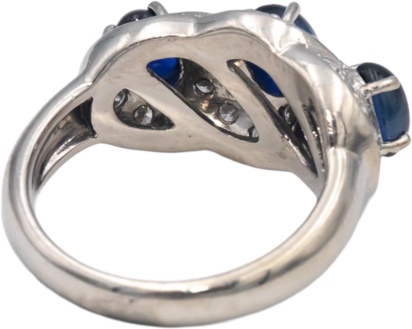 Platinum Diamond & Blue Sapphire Pave Cluster Cocktail Ring 3.14CT Size 7