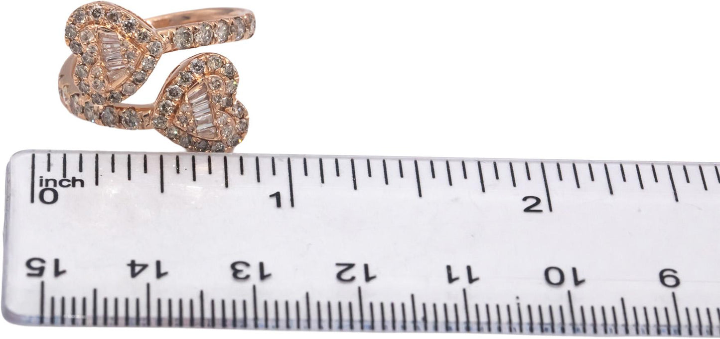 10k Rose Gold Jewelry Diamond Crossover Heart Ring 1.50CT Size 6.5