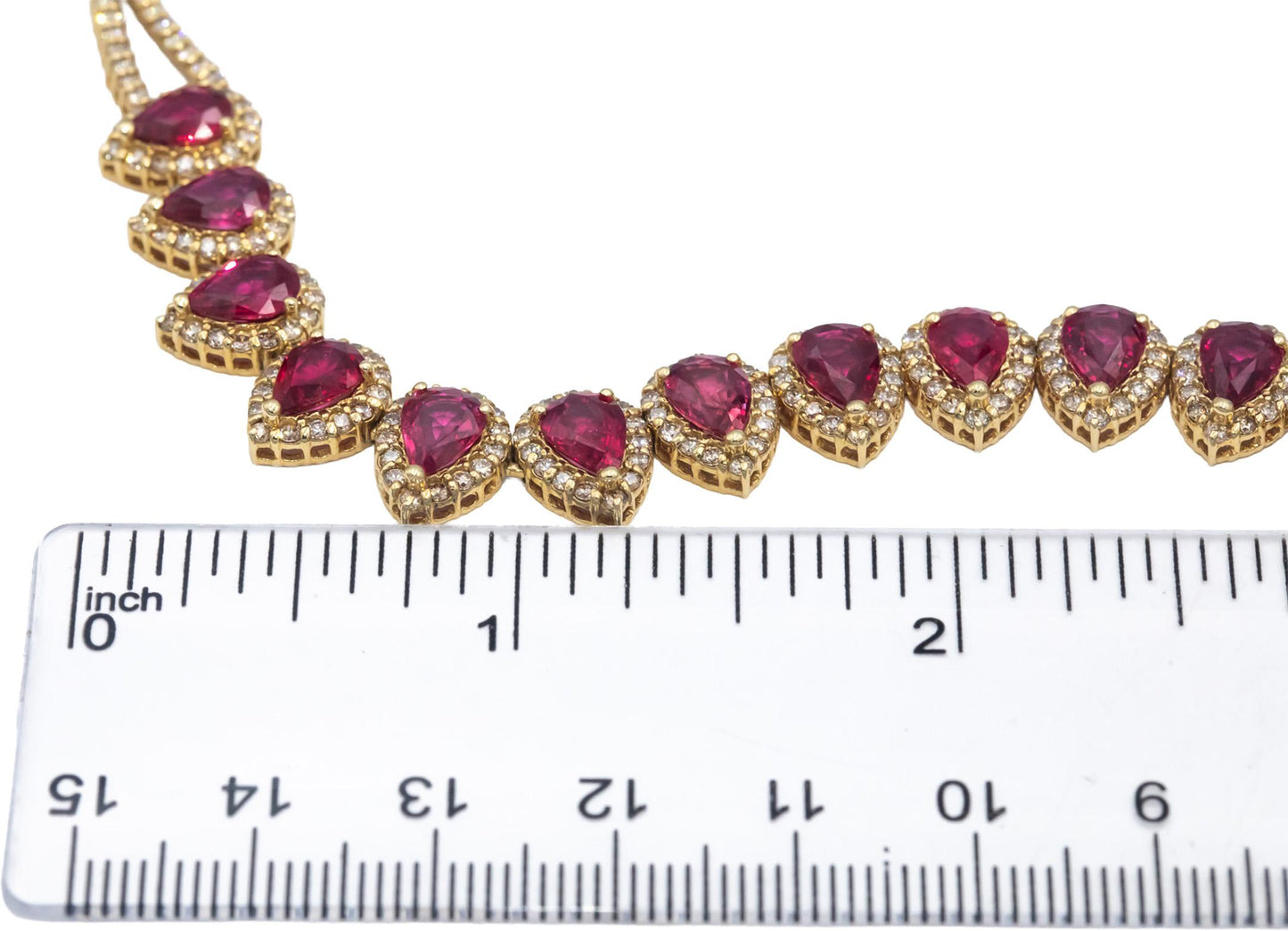LE VIAN 14k Yellow Gold Jewelry Diamond & Pink Sapphire Formal Necklace 27.0CT