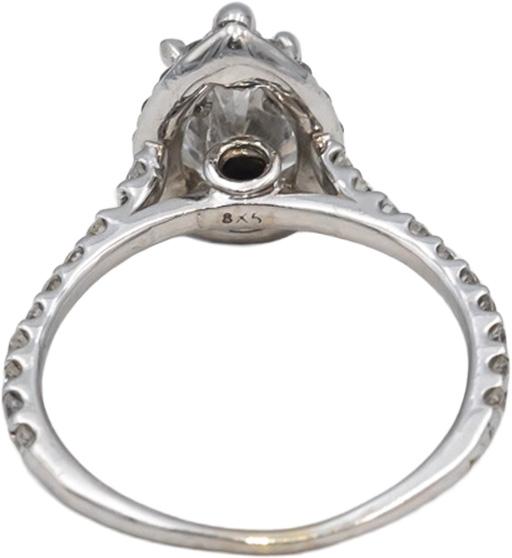 14k White Gold Pear & Round Diamond Engagement Ring 1.17CT w/ 1.02CT Center