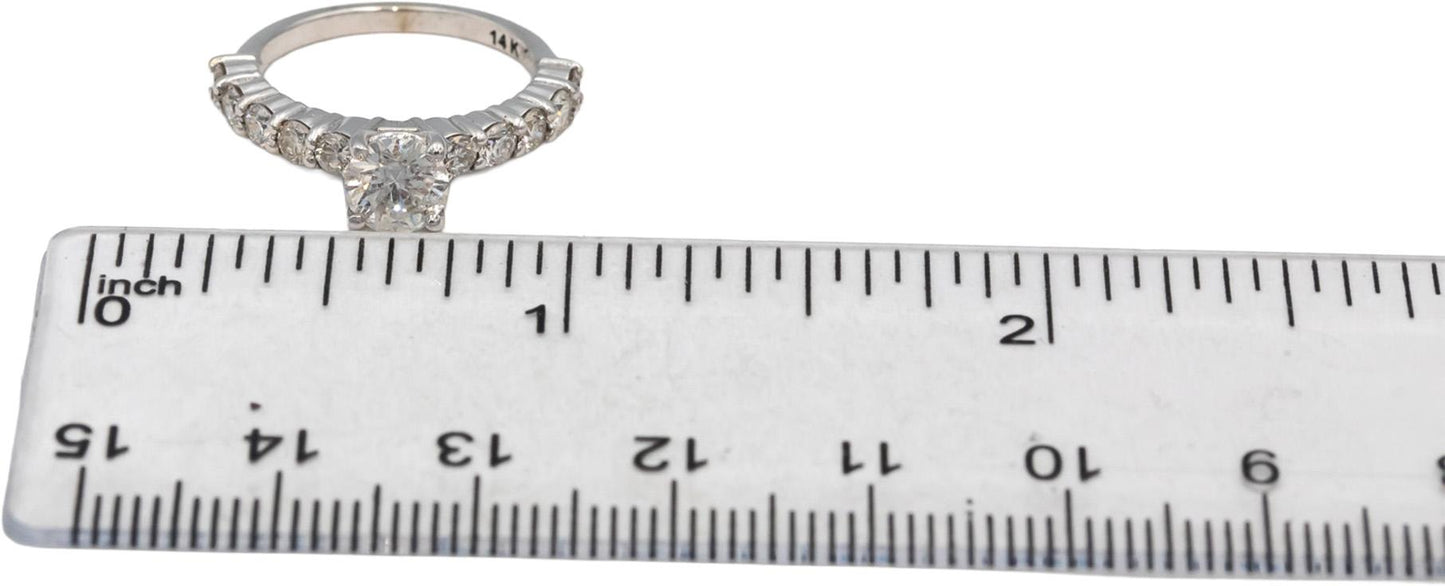 14k White Gold Round Diamond Engagement Ring 1.20CT w/ 0.70CT Center Size 4.75