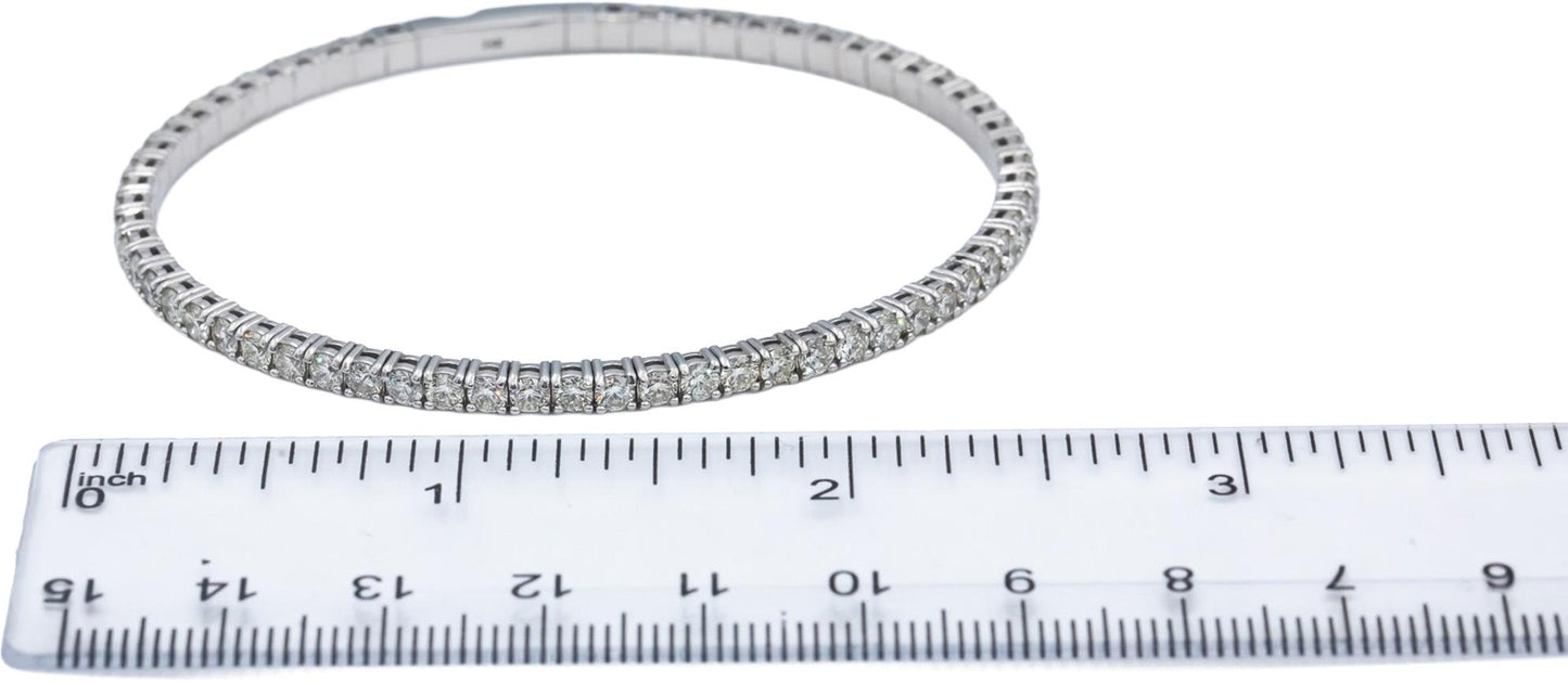 14k White Gold Round Diamond Flexible Bangle Bracelet 4.50CT