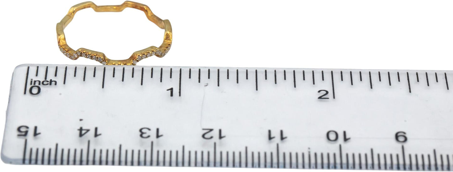 18k Yellow Gold Round Diamond Zig Zag Stackable Band Ring 0.06CT Size 7.25
