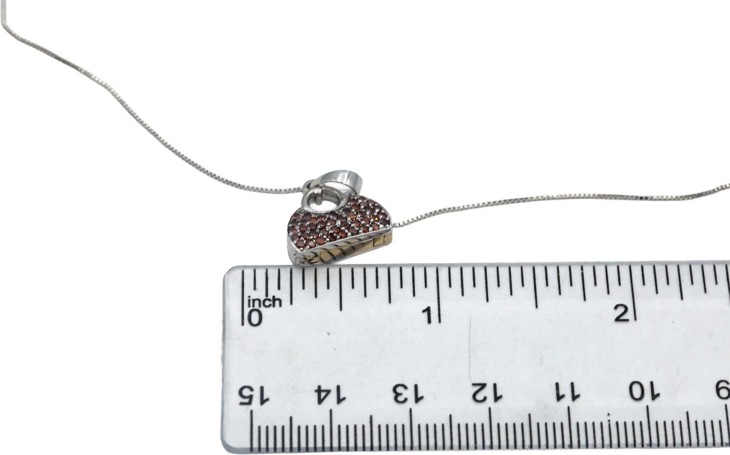 14k White Gold Round Orange Diamond Purse Handbag Pendant Necklace 0.25CT
