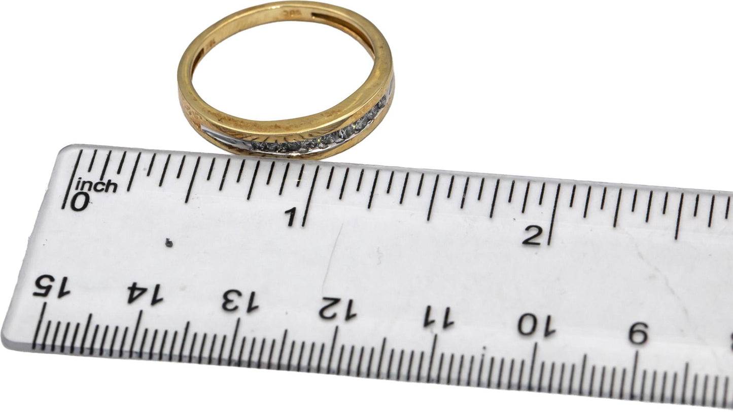 10k Yellow & White Gold Round Channel Set Diamond Band Ring 0.15CT Size 10