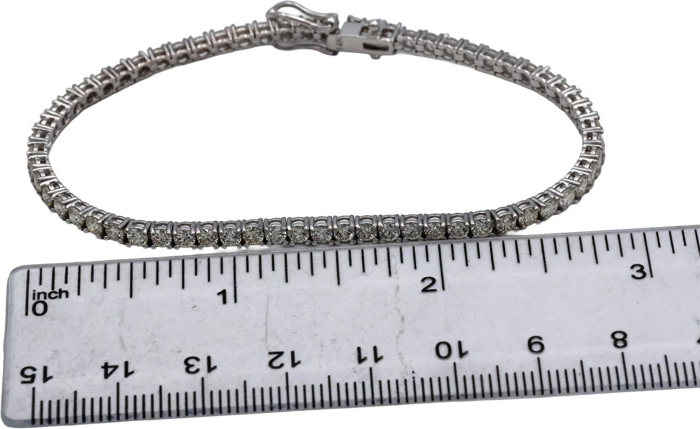 14k White Gold VS Round Diamond Tennis Bracelet 4.37CT