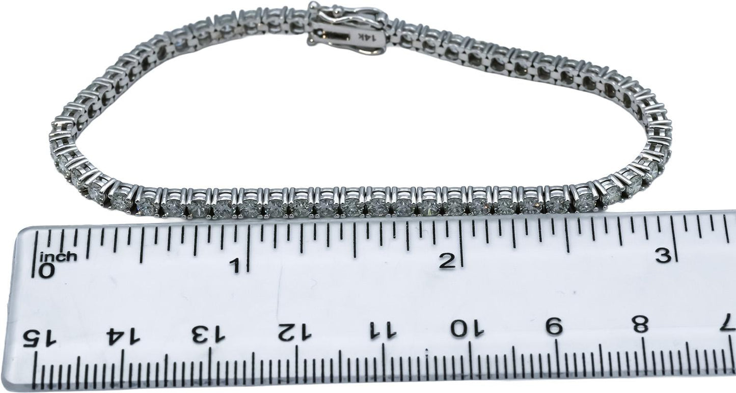 14k White Gold VS Round Diamond Tennis Bracelet 4.75CT
