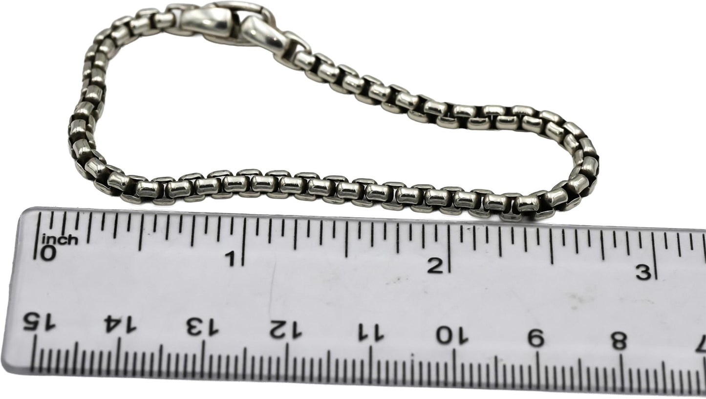 DAVID YURMAN Sterling Silver Box Link Bracelet Size Small 3.6mm Wide 7.0in Long
