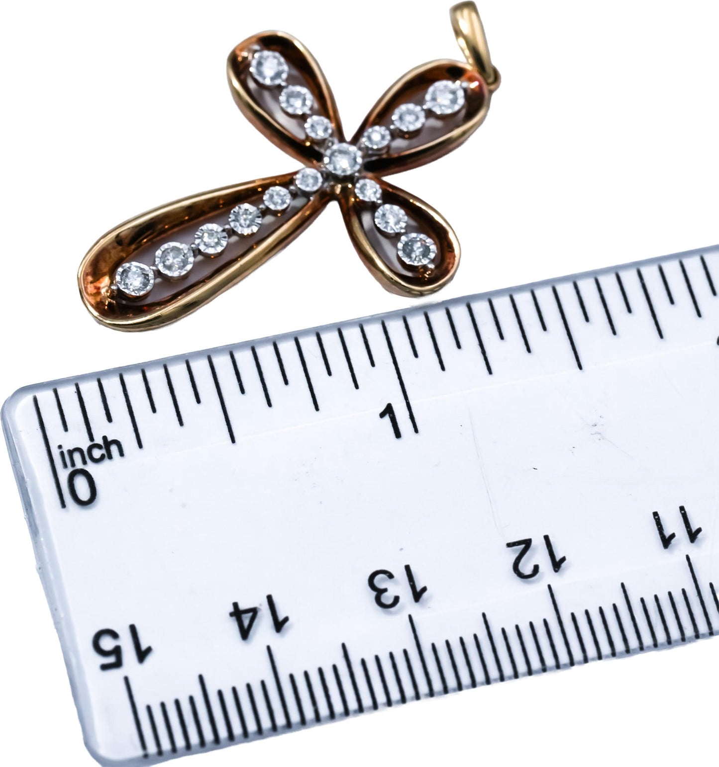 10k Yellow Gold Round Diamond Cross Crucifix Pendant 0.35CT