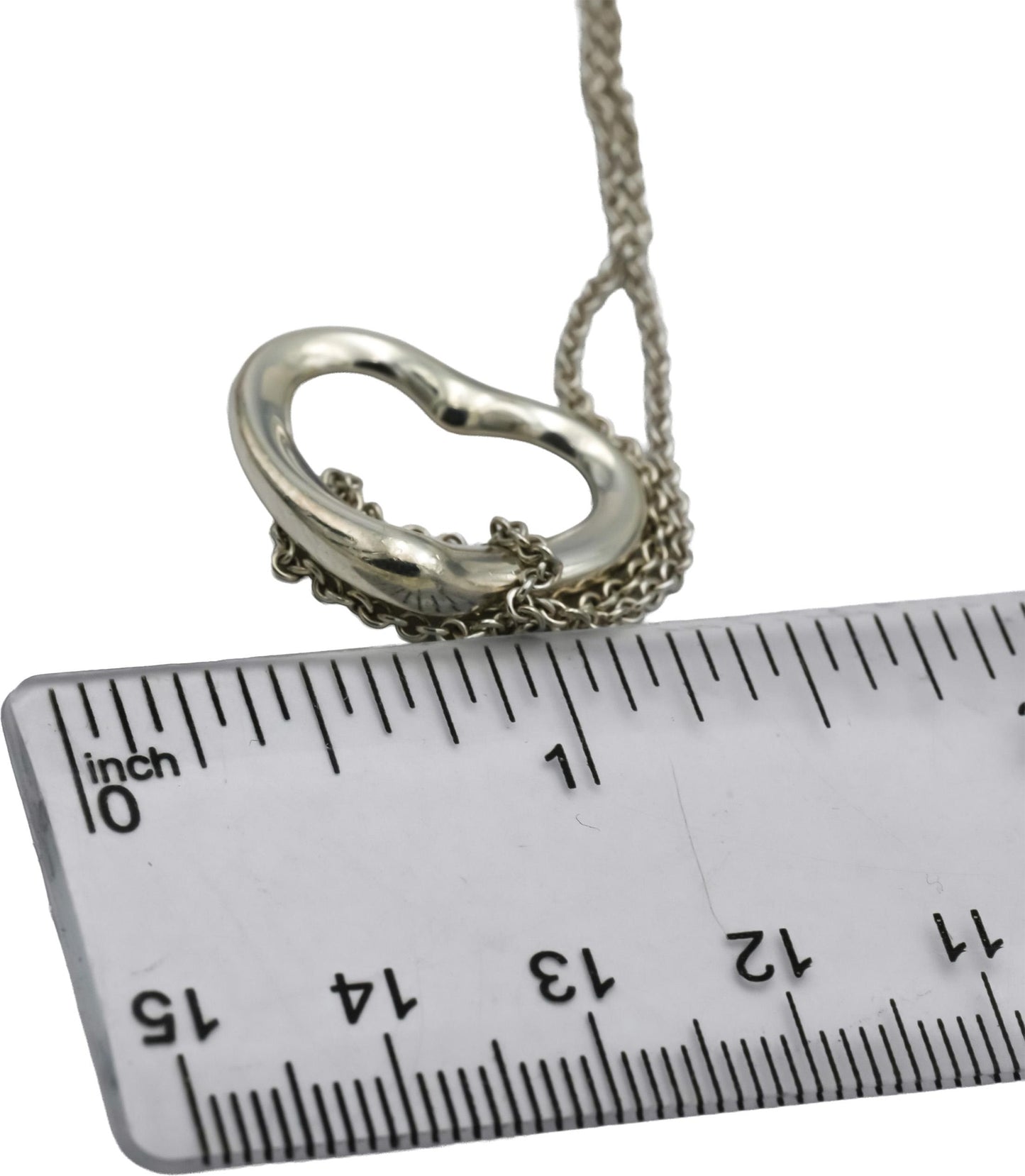 TIFFANY & CO. Sterling Silver Elsa Peretti Open Heart Pendant Necklace