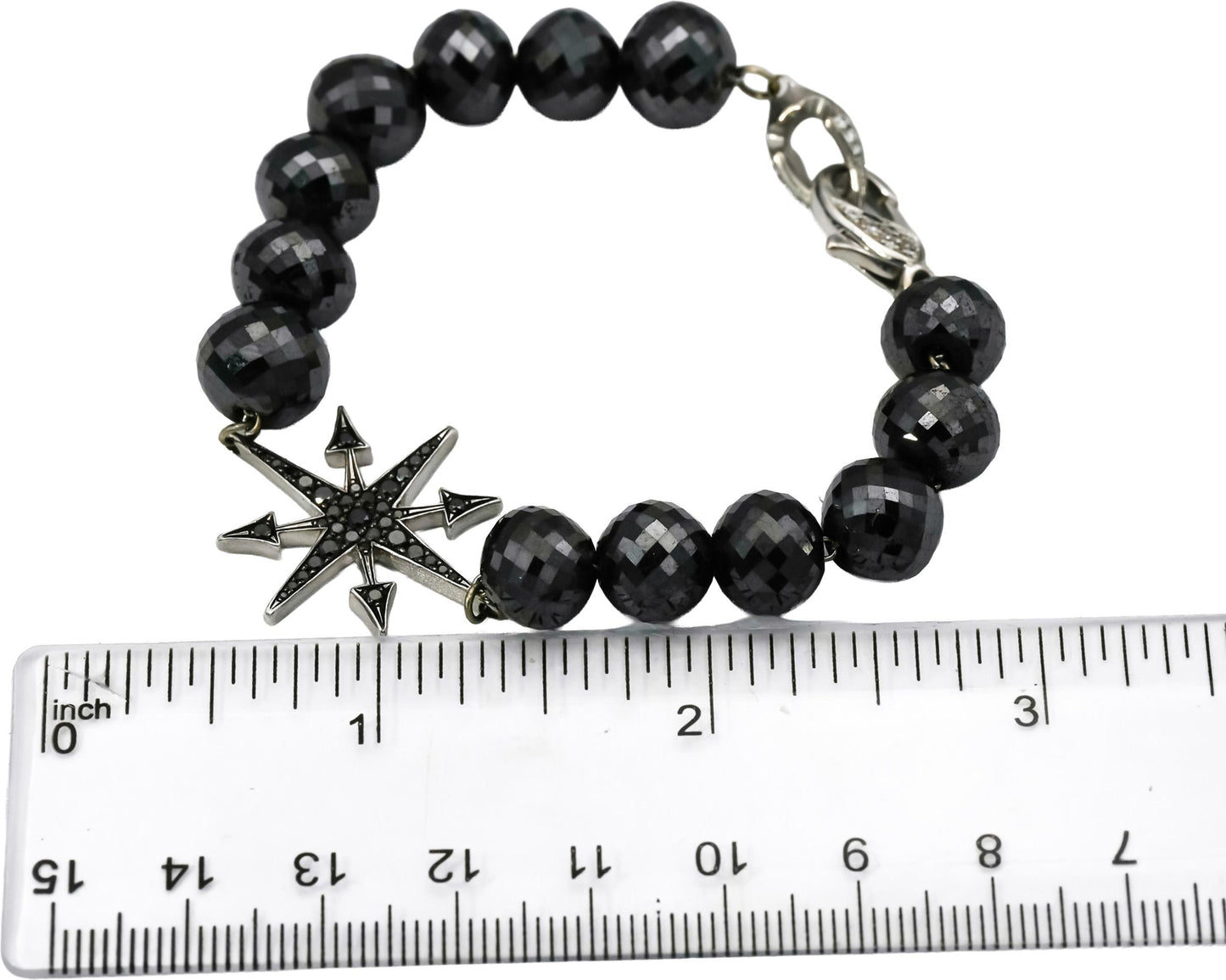 18k White Gold White and Black Diamond Bracelet w/ Star Charm 101.0CT