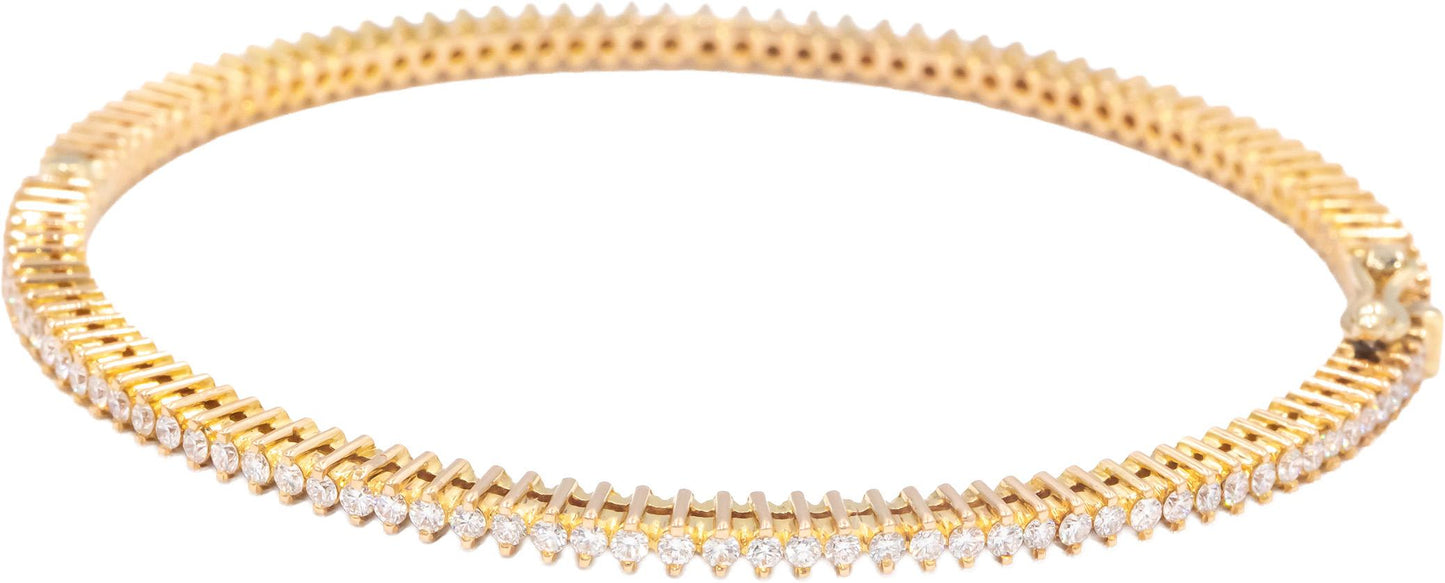 18k Yellow Gold VS Round Diamond Bangle Bracelet 2.20CT
