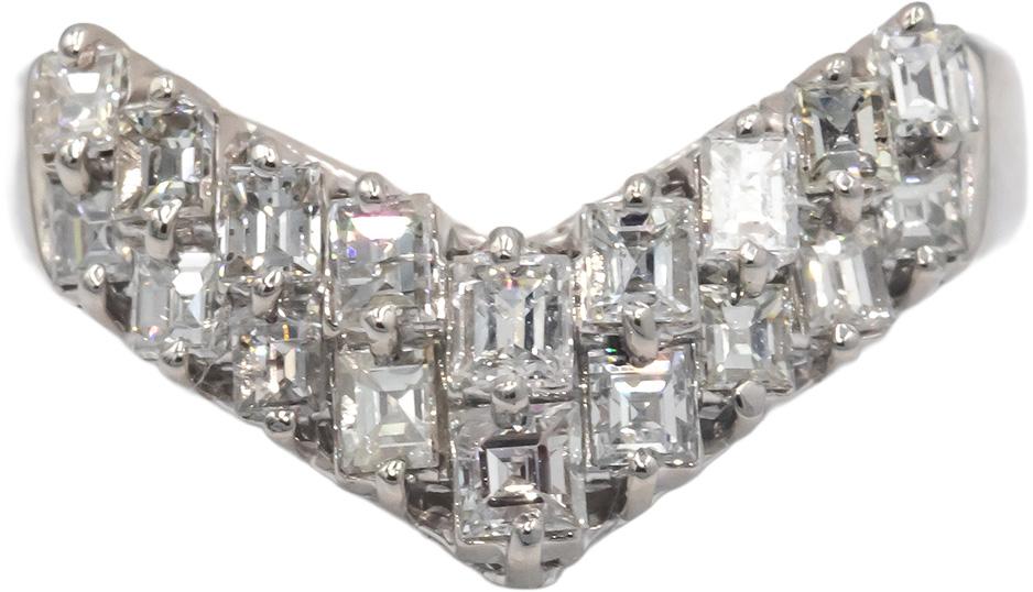 Platinum 1.0CT Baguette Cut Diamond Cluster Ring Size 6.75