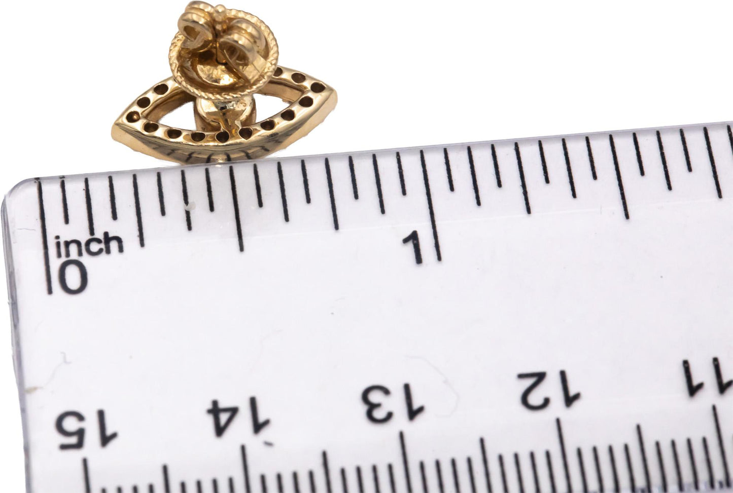 14k Yellow Gold Round Diamond and Sapphire Evil Eye Stud Earrings 0.73CTW