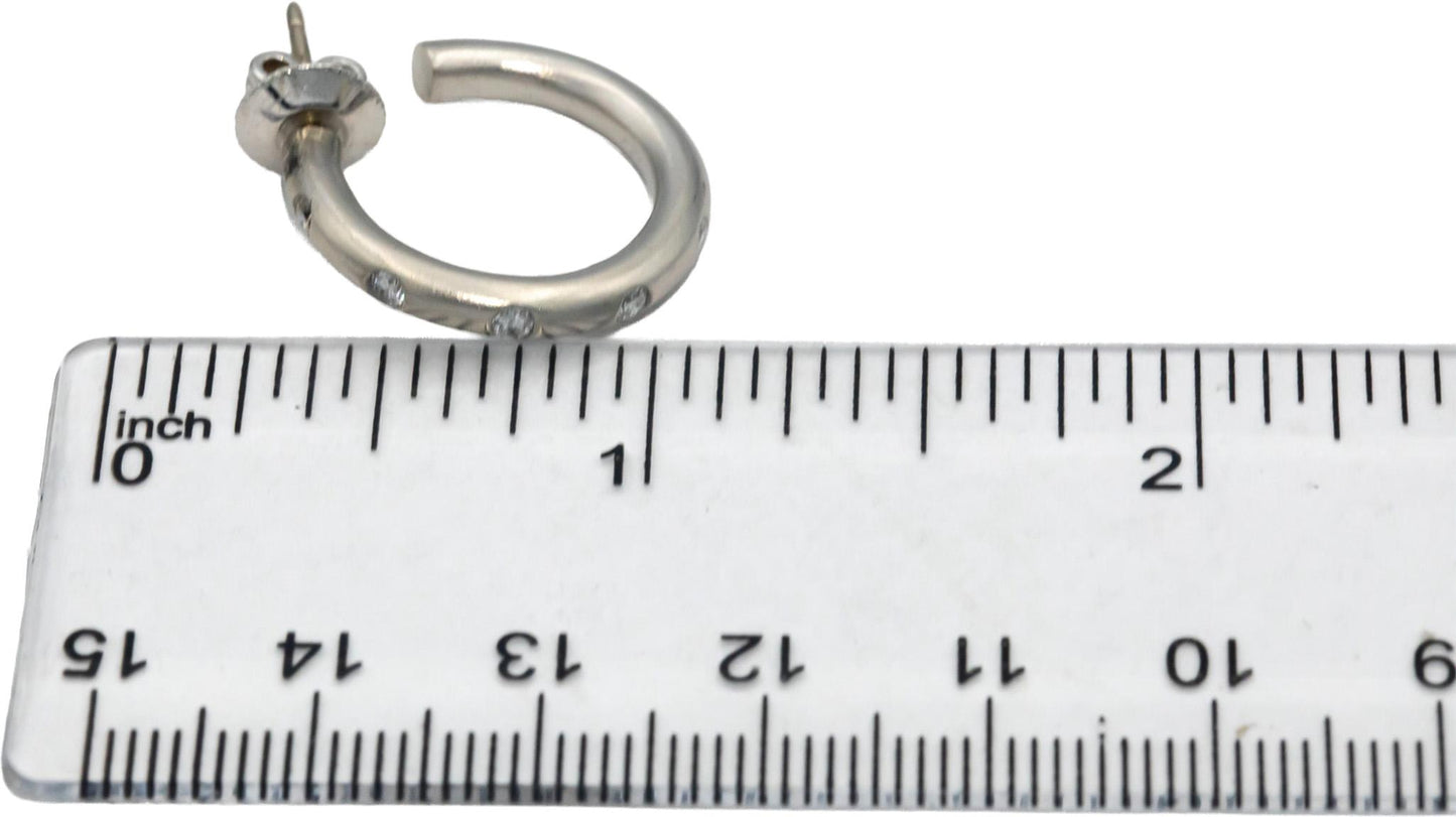 14k White Gold Jewelry VS Diamond Hoop Stud Earrings 0.30CTW