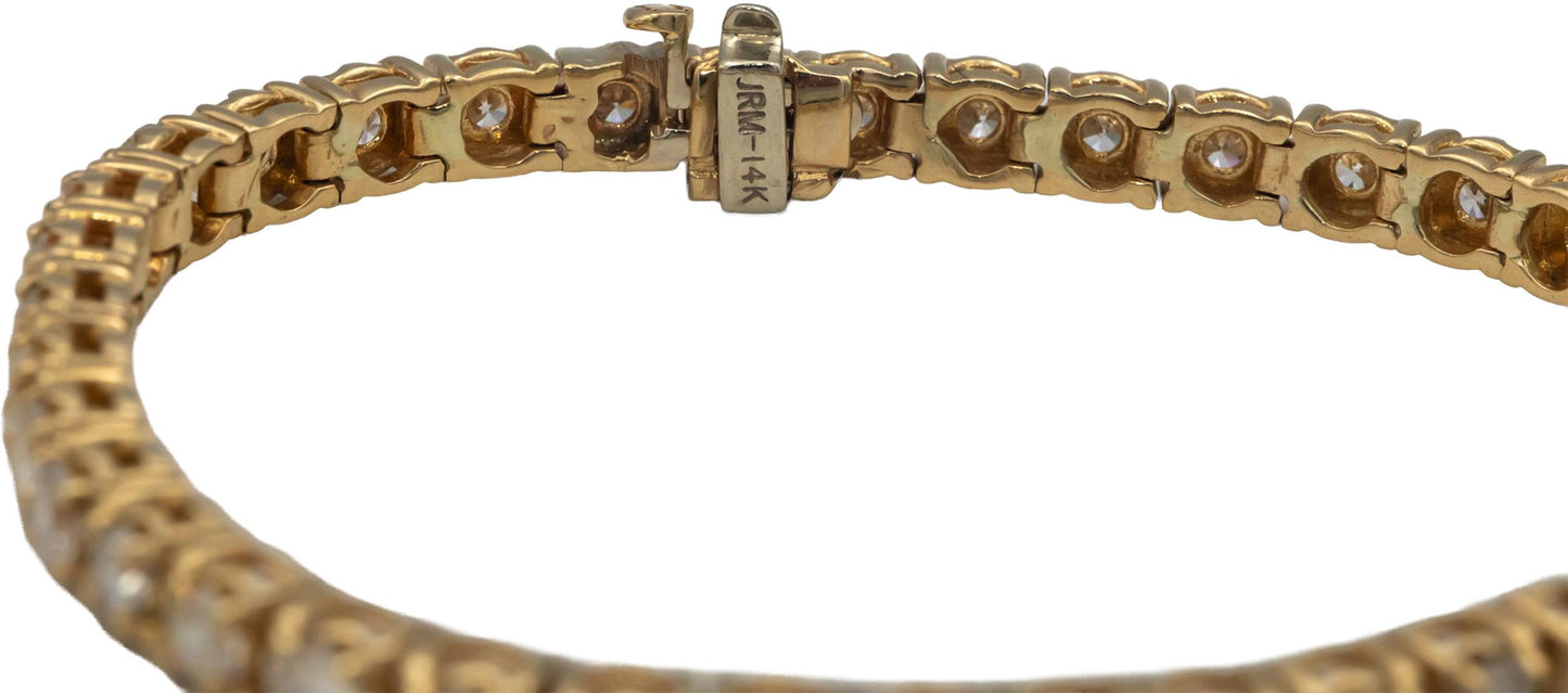 14k Yellow Gold Round Lab Grown Diamond Tennis Bracelet 6.0CT