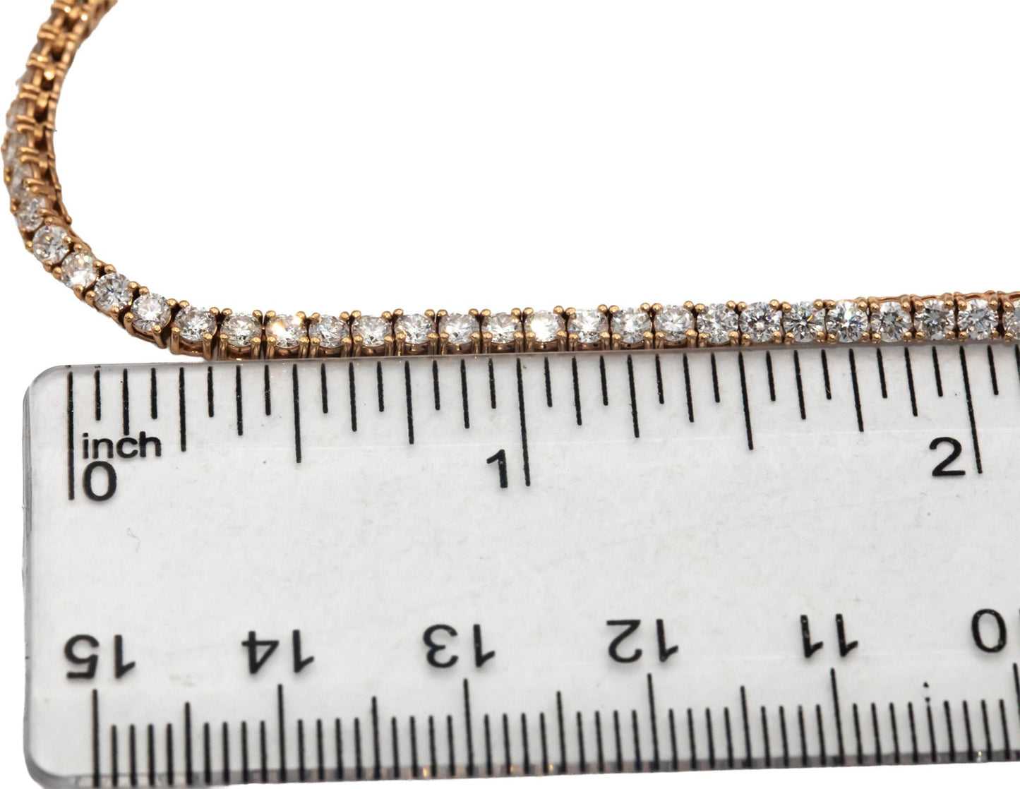 14k Rose Gold Round Cut Diamond Tennis Necklace 20.25" Long 10.02CT