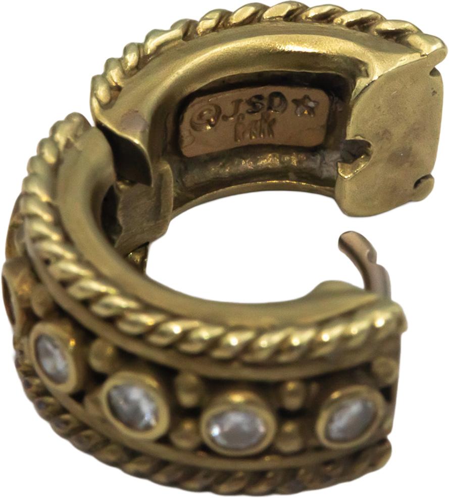 14k Yellow Gold 0.35CT Round Cut Diamond Huggie Hoop Earrings