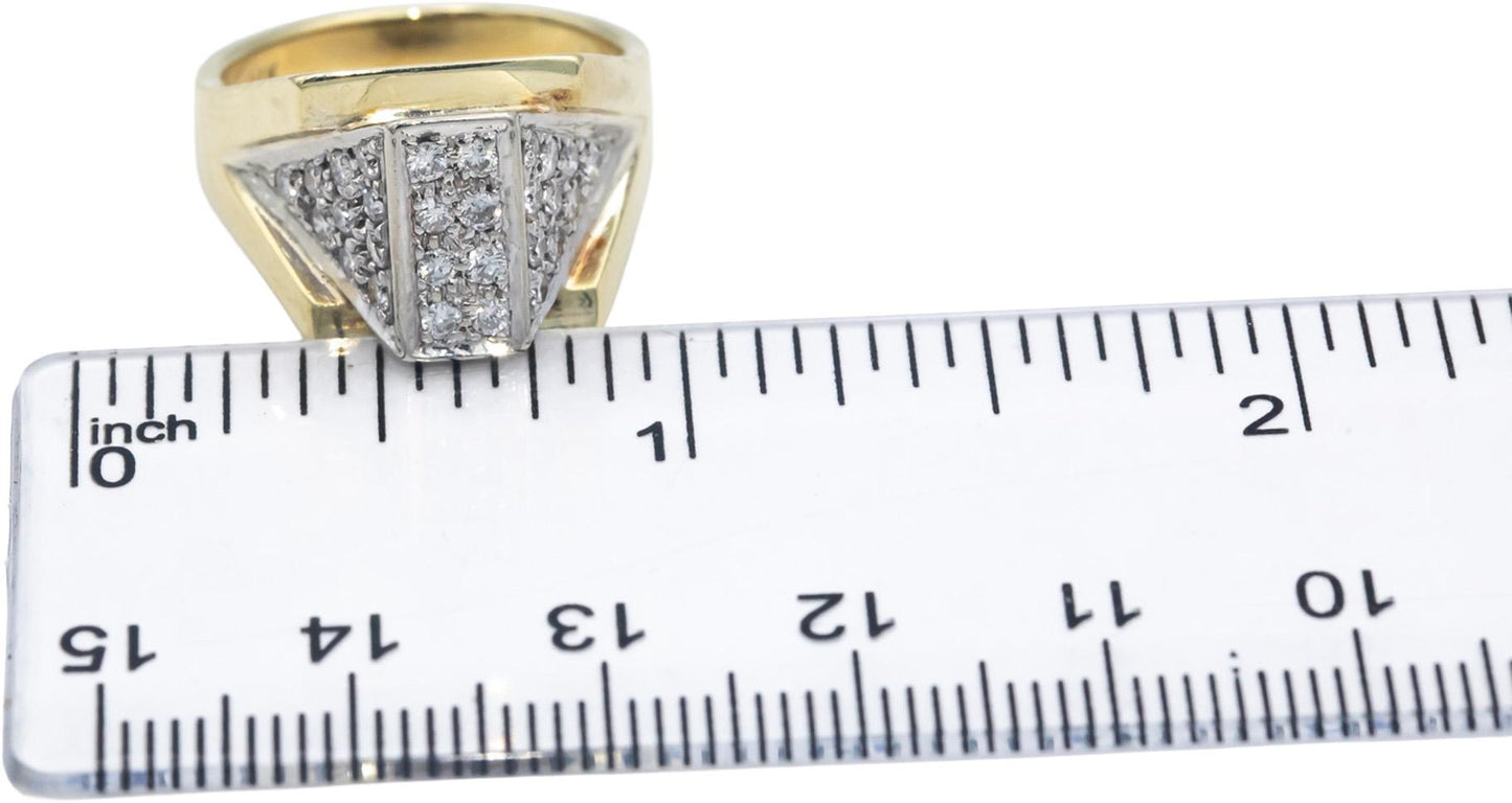 Vintage Retro 14k White & Yellow Gold Round Diamond Ring 0.50CT Size 6.75