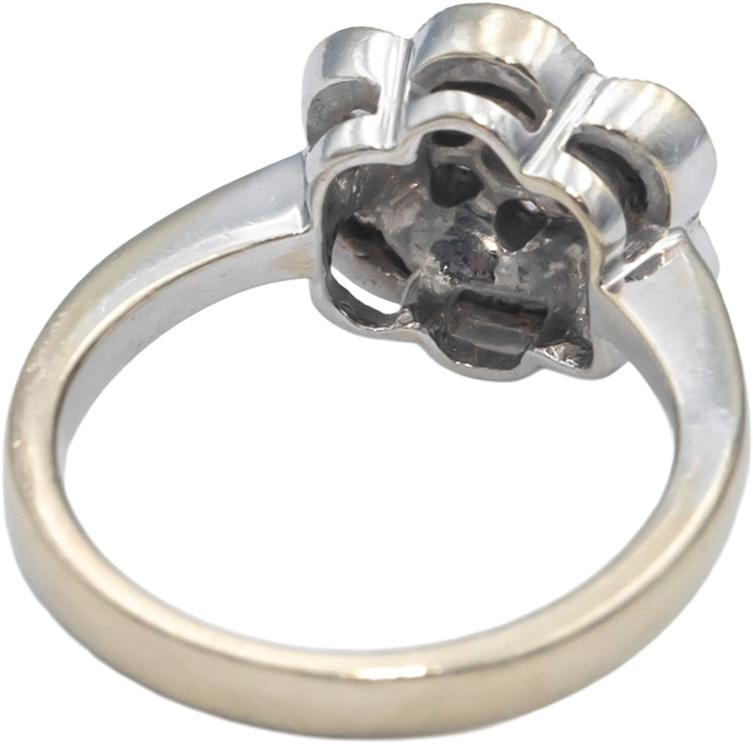 14k White Gold 0.50CT Round and Baguette Cut Diamond Floral Ring Size 6