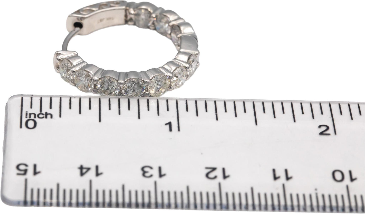 Diamond Round Cut 14k White Gold Jewelry Inside Out Hoop Earrings 5.0CT