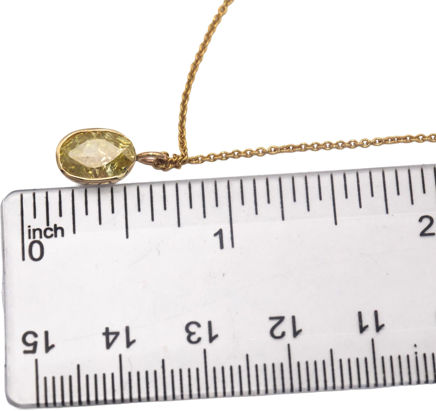 GIA 14k Gold VVS1/Fancy Yellow Bezel Set Oval Diamond Pendant Necklace 2.0CT