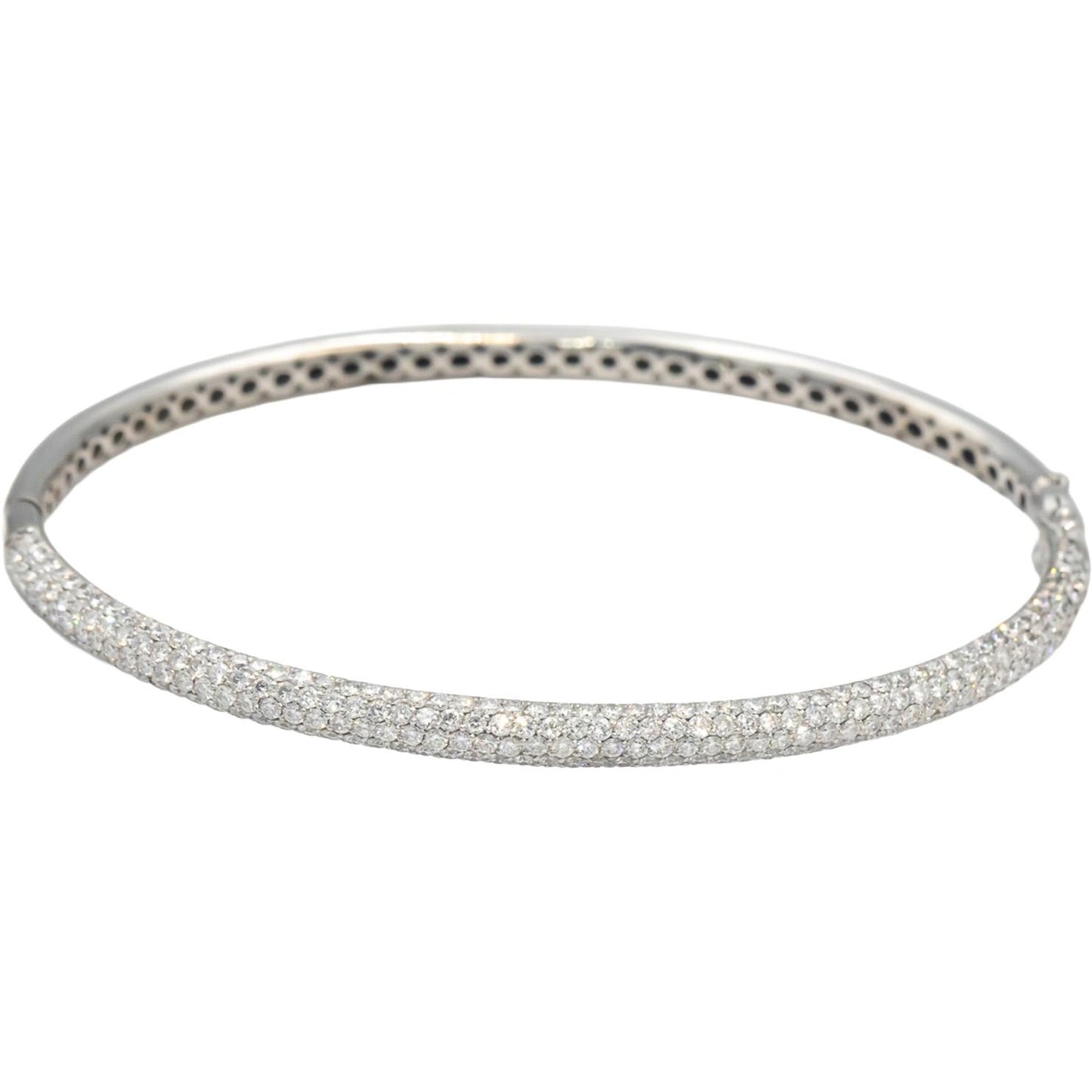 18k White Gold VS Round Cut Diamond Pave Bangle Bracelet 2.0CT