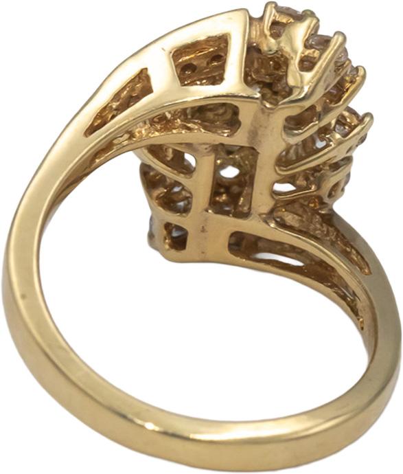 14k Yellow Gold Round Cut VS Diamond Cluster Cocktail Ring 1.39CT Size 6.75