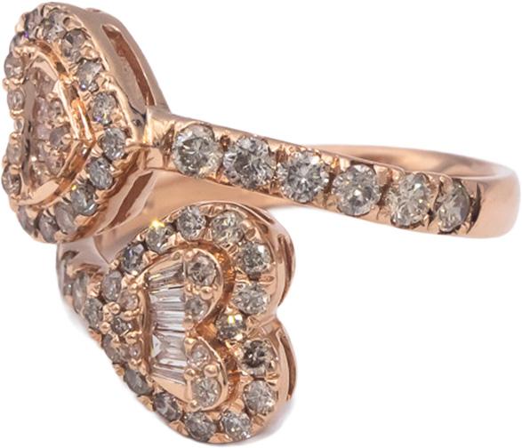 10k Rose Gold Jewelry Diamond Crossover Heart Ring 1.50CT Size 6.5
