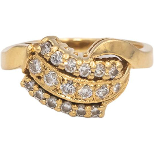 ART CARVED 14k Yellow Gold Round Diamond Cocktail Ring 0.45CT Size 4.75